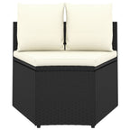 vidaXL 6-tlg. Garten-Sofagarnitur mit Auflagen Poly Rattan Schwarz