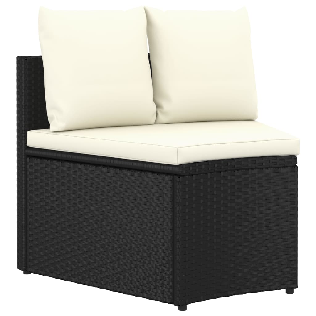 vidaXL 8-tlg. Garten-Sofagarnitur mit Auflagen Poly Rattan Schwarz