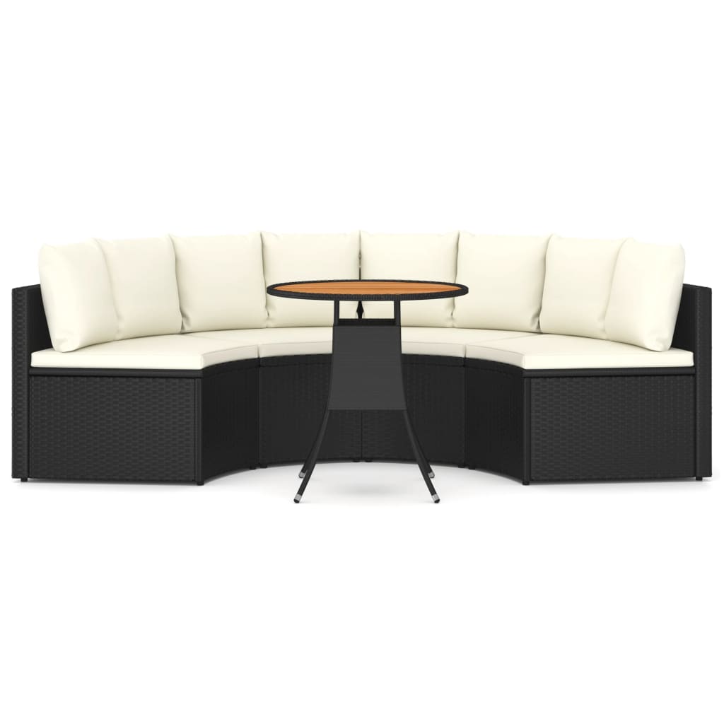 vidaXL 5-tlg. Garten-Sofagarnitur mit Auflagen Poly Rattan Schwarz