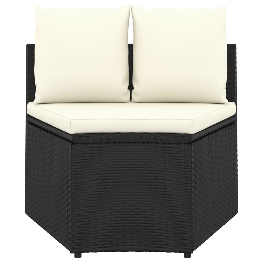 vidaXL 5-tlg. Garten-Sofagarnitur mit Auflagen Poly Rattan Schwarz
