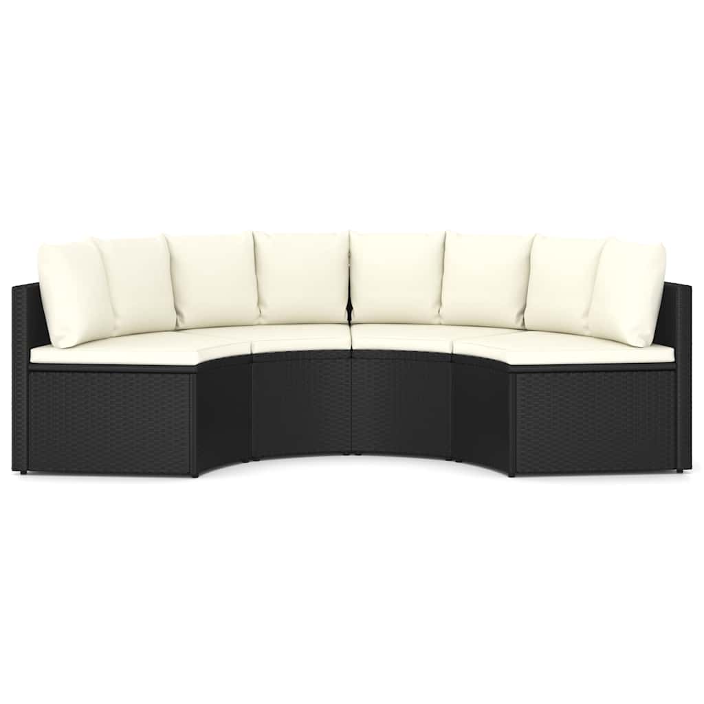 vidaXL 4-tlg. Garten-Sofagarnitur mit Auflagen Poly Rattan Schwarz