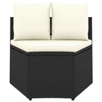 vidaXL 4-tlg. Garten-Sofagarnitur mit Auflagen Poly Rattan Schwarz