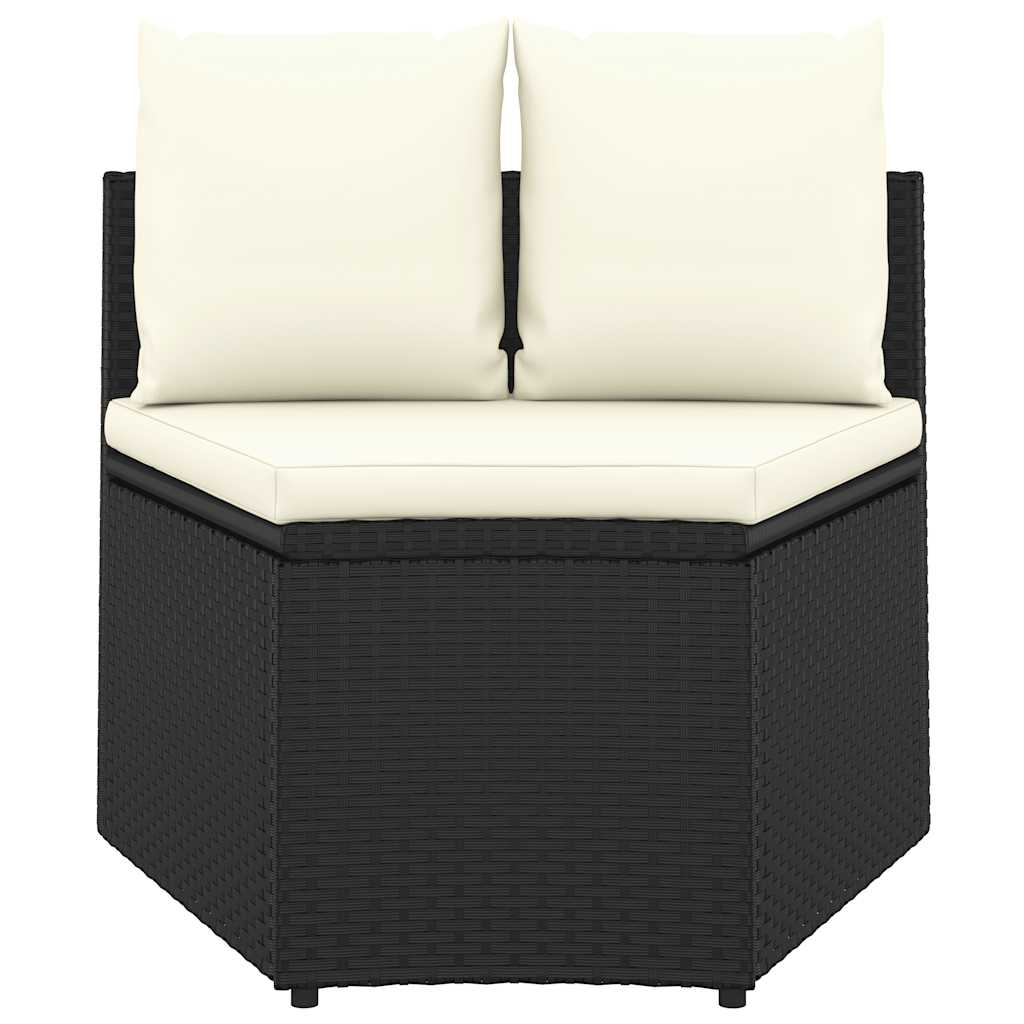 vidaXL 4-tlg. Garten-Sofagarnitur mit Auflagen Poly Rattan Schwarz