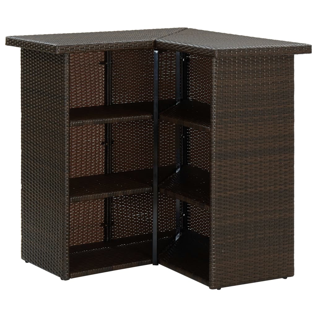 vidaXL 16-tlg. Gartenbar-Set mit Kissen Poly Rattan Braun