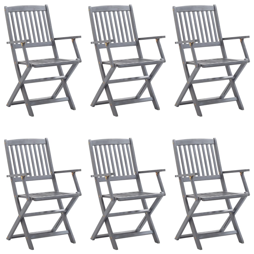 vidaXL Klappbare Gartenstühle 6 Stk. mit Kissen Massivholz Akazie