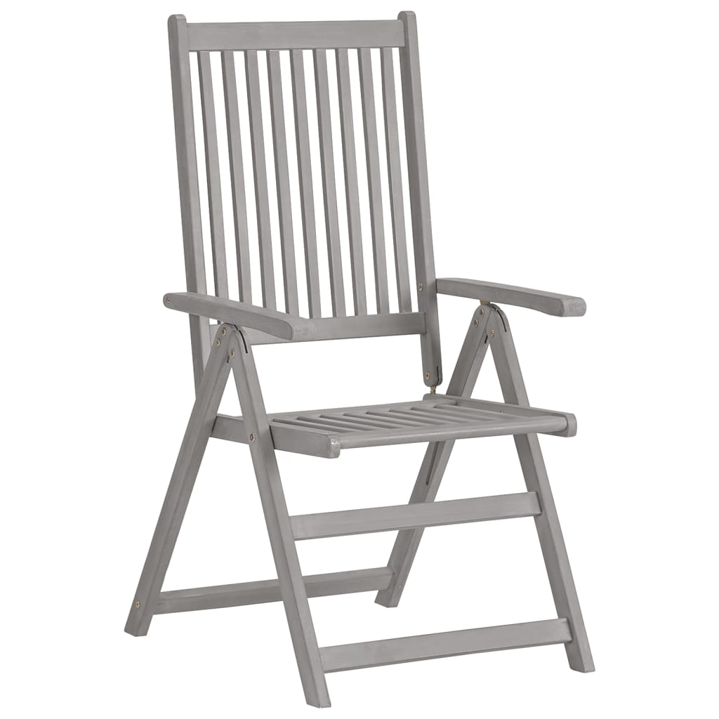 vidaXL Verstellbare Gartenstühle 4 Stk. Grau Massivholz Akazie