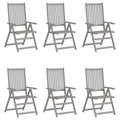 vidaXL Verstellbare Gartenstühle 6 Stk. Grau Massivholz Akazie