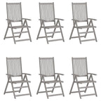 vidaXL Verstellbare Gartenstühle 6 Stk. Grau Massivholz Akazie