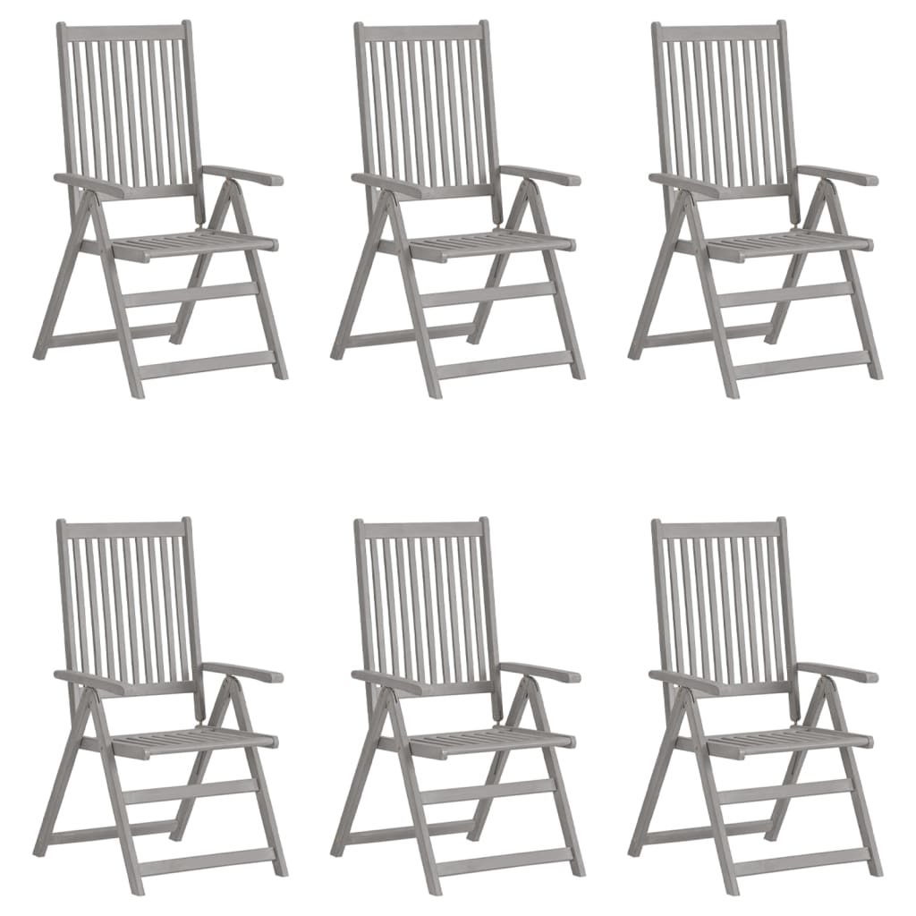 vidaXL Verstellbare Gartenstühle 6 Stk. Grau Massivholz Akazie