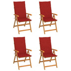 vidaXL Gartenstühle 4 Stk. mit Roten Kissen Massivholz Teak