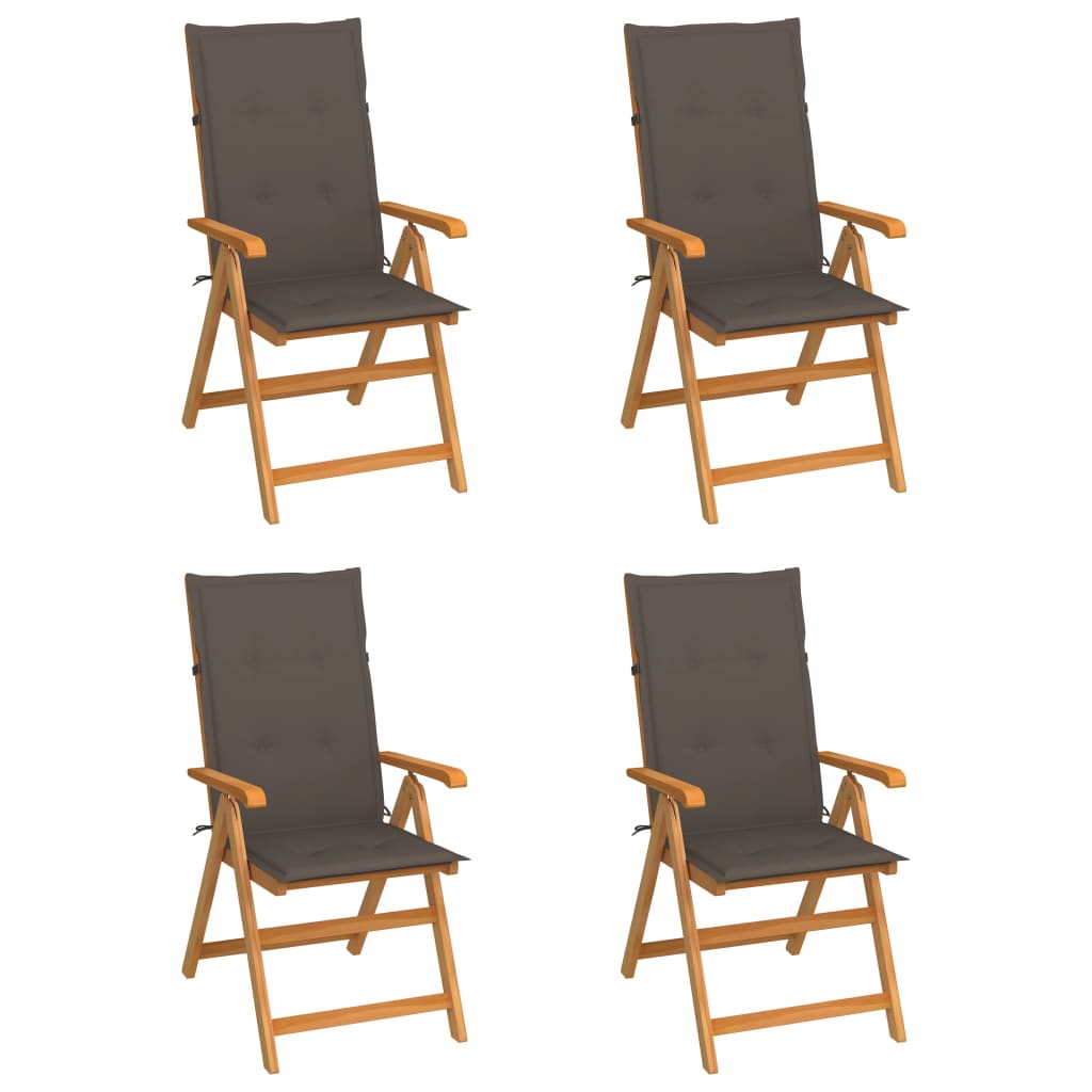 vidaXL Gartenstühle 4 Stk. mit Anthrazit Kissen Massivholz Teak
