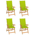 vidaXL Gartenstühle 4 Stk. mit Hellgrünen Kissen Massivholz Teak