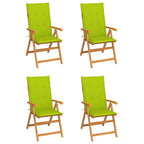 vidaXL Gartenstühle 4 Stk. mit Hellgrünen Kissen Massivholz Teak