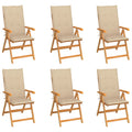 vidaXL Gartenstühle 6 Stk. mit Beigen Kissen Massivholz Teak