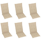 vidaXL Gartenstühle 6 Stk. mit Beigen Kissen Massivholz Teak