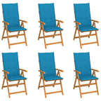 vidaXL Gartenstühle 6 Stk. mit Blauen Kissen Massivholz Teak