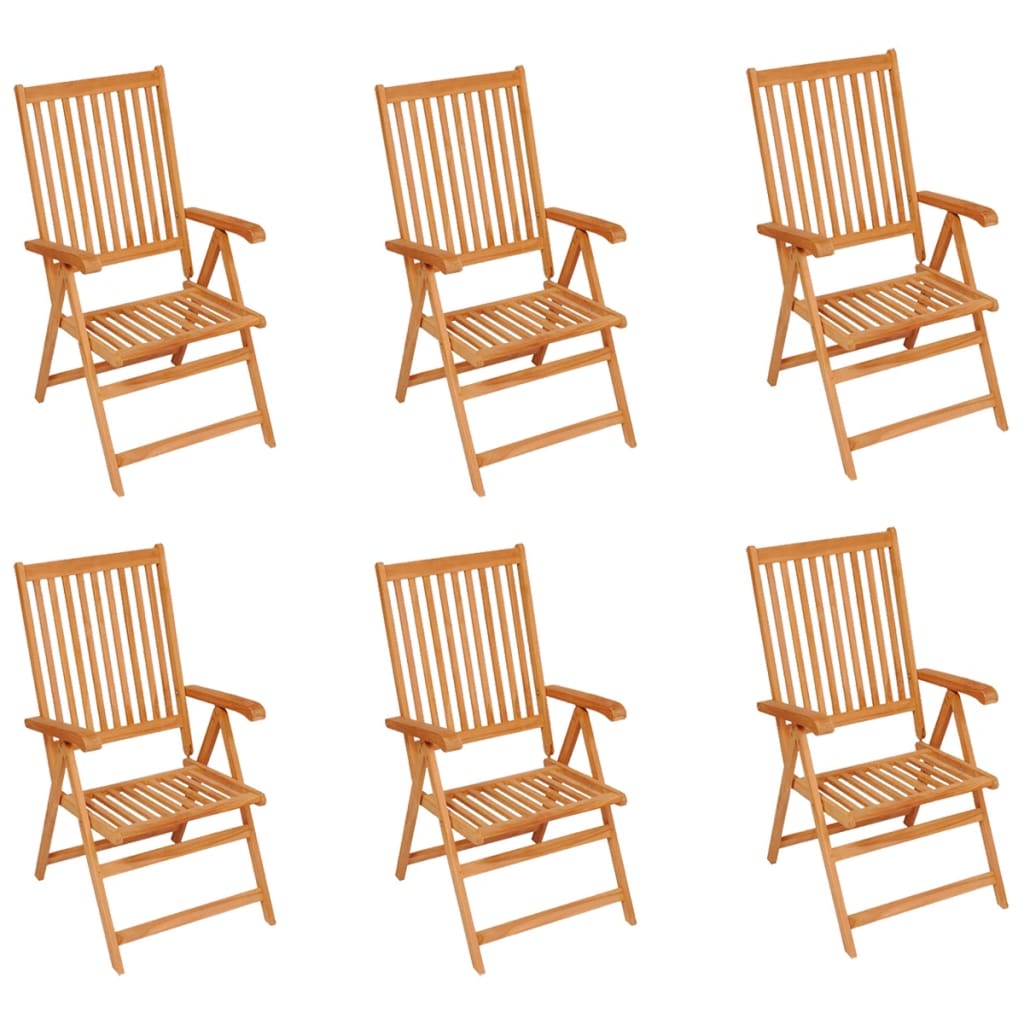 vidaXL Gartenstühle 6 Stk. mit Königsblauen Kissen Massivholz Teak