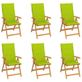 vidaXL Gartenstühle 6 Stk. mit Hellgrünen Kissen Massivholz Teak