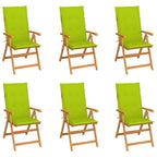 vidaXL Gartenstühle 6 Stk. mit Hellgrünen Kissen Massivholz Teak