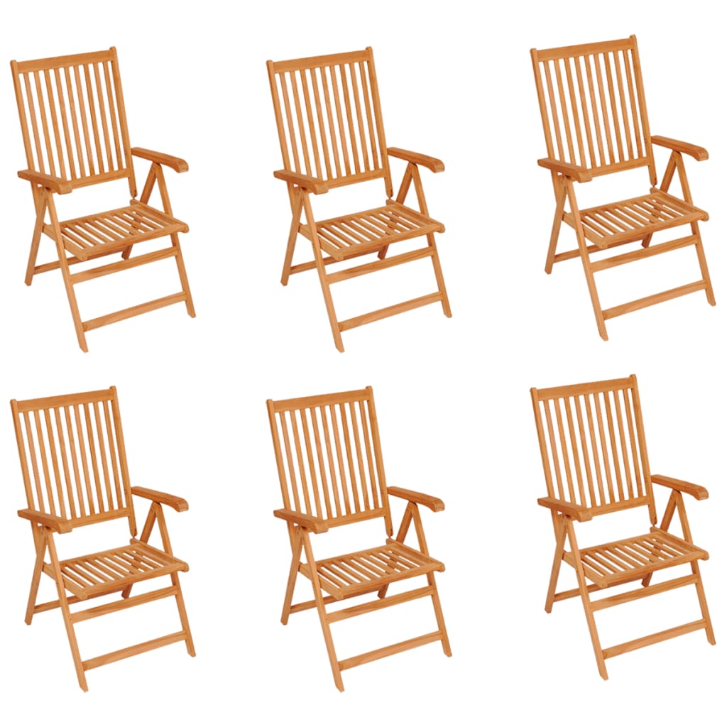 vidaXL Gartenstühle 6 Stk. mit Hellgrünen Kissen Massivholz Teak