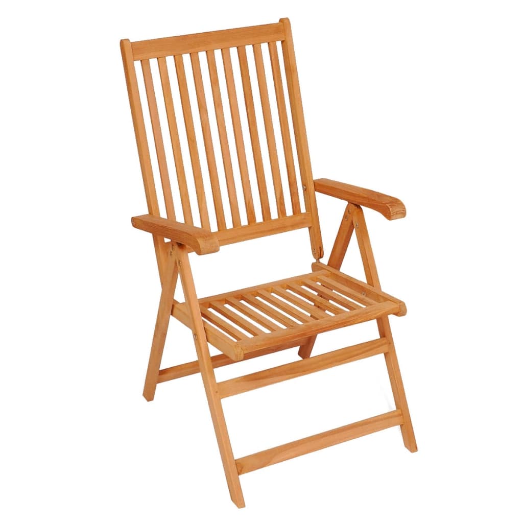 vidaXL Gartenstühle 6 Stk. Rote Karomuster-Kissen Massivholz Teak