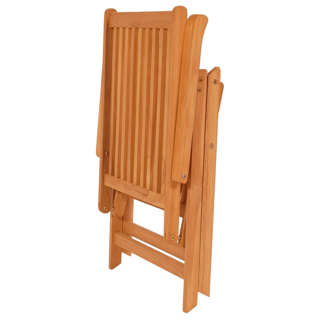 vidaXL Gartenstühle 6 Stk. Graue Karomuster-Kissen Massivholz Teak