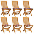 vidaXL Gartenstühle mit Kissen 6 Stk. Rot Karomuster Massivholz Teak