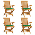 vidaXL Gartenstühle mit Grünen Kissen 4 Stk. Massivholz Teak