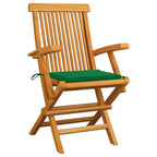 vidaXL Gartenstühle mit Grünen Kissen 4 Stk. Massivholz Teak