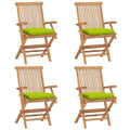vidaXL Gartenstühle mit Hellgrünen Kissen 4 Stk. Massivholz Teak