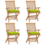 vidaXL Gartenstühle mit Hellgrünen Kissen 4 Stk. Massivholz Teak