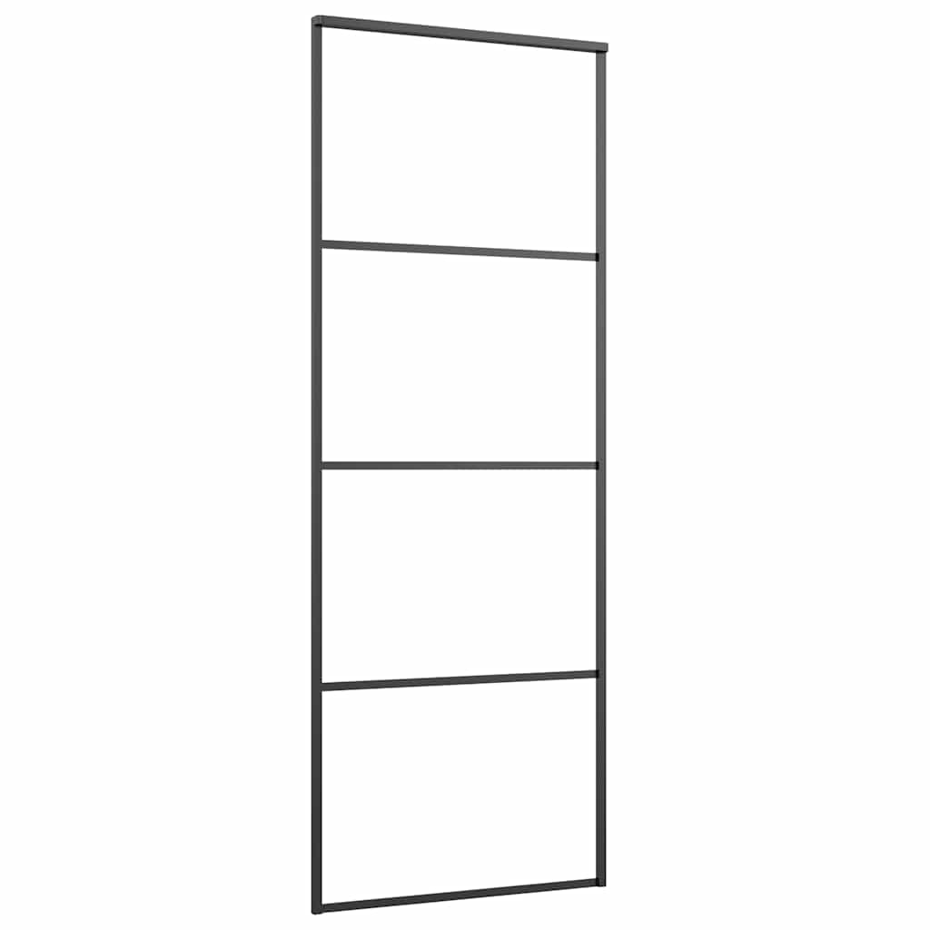 vidaXL Schiebetür Aluminium und ESG Glas 76x205 cm Schwarz