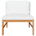 vidaXL Mittelsofa mit Creme Kissen Teak Massivholz