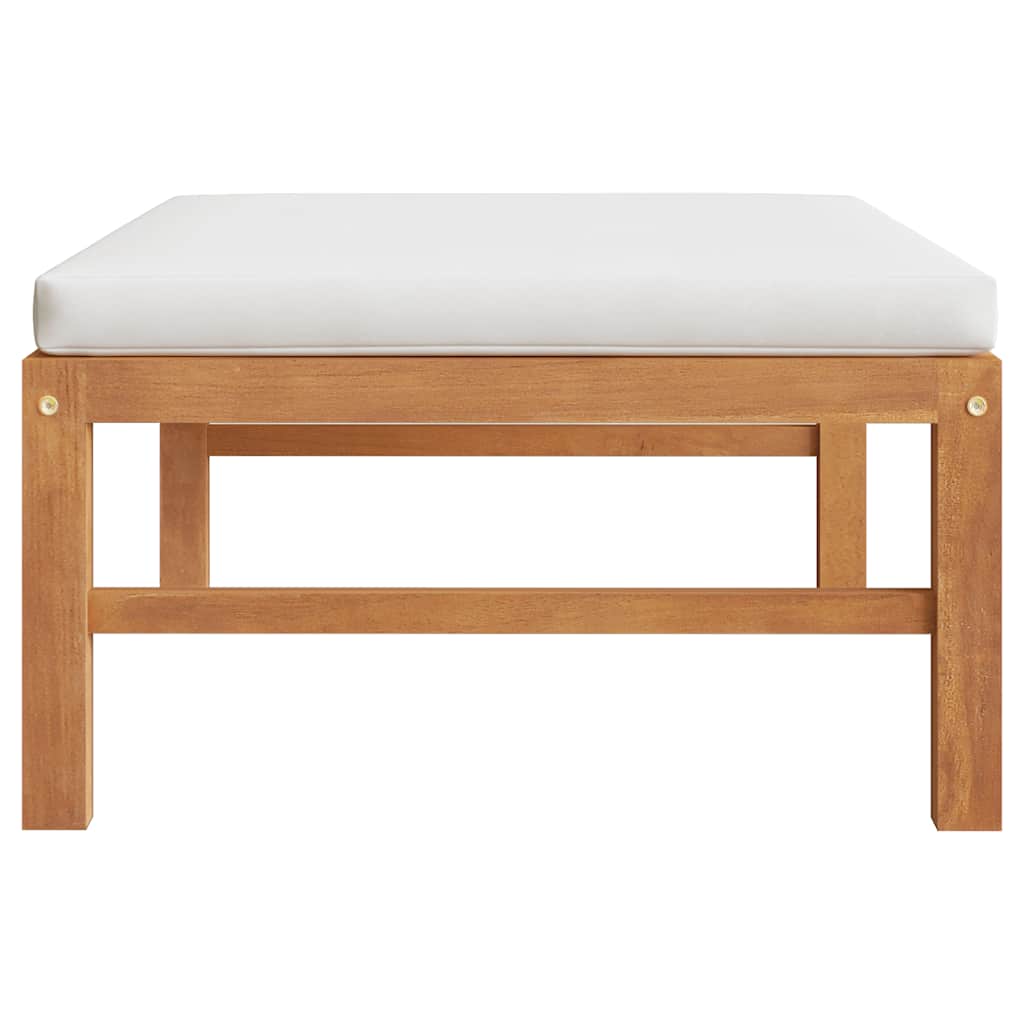 vidaXL Fußhocker mit Creme Kissen Massivholz Teak