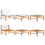 vidaXL 3-tlg. Garten-Lounge-Set mit Creme Kissen Teakholz