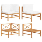 vidaXL 2-tlg. Garten-Lounge-Set mit Creme Kissen Teakholz