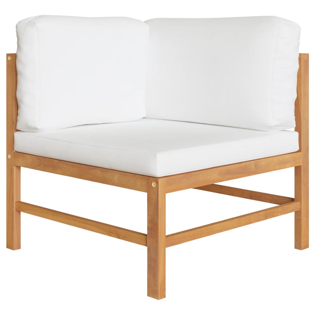 vidaXL 2-tlg. Garten-Lounge-Set mit Creme Kissen Teakholz