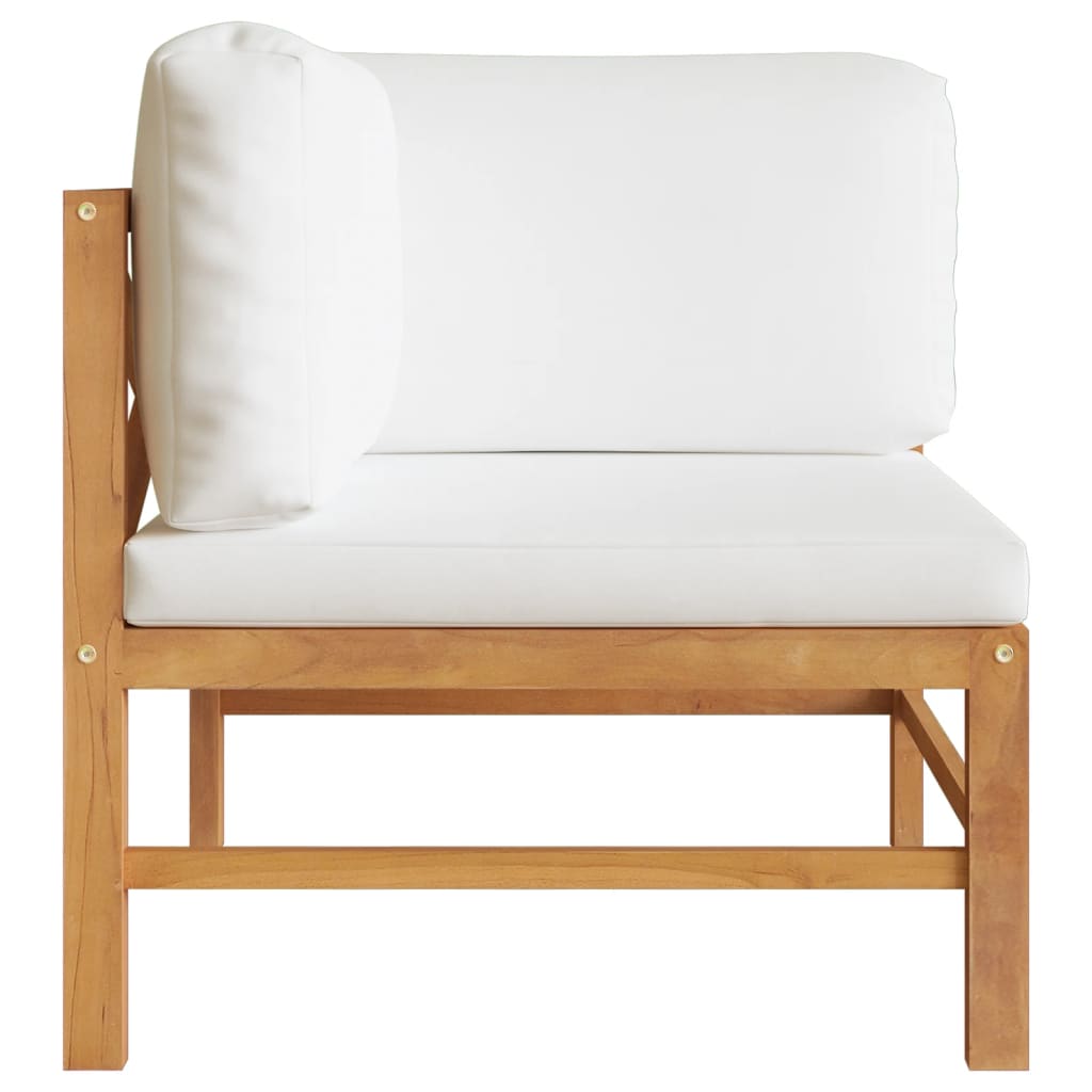 vidaXL 2-tlg. Garten-Lounge-Set mit Creme Kissen Teakholz