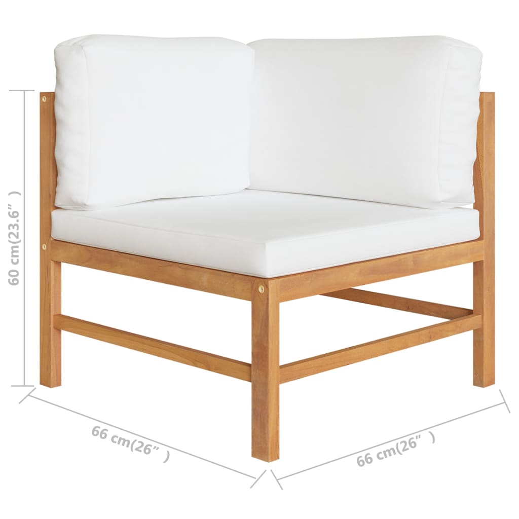 vidaXL 2-tlg. Garten-Lounge-Set mit Creme Kissen Teakholz