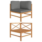 vidaXL Ecksofa mit Dunkelgrauen Kissen Teak Massivholz