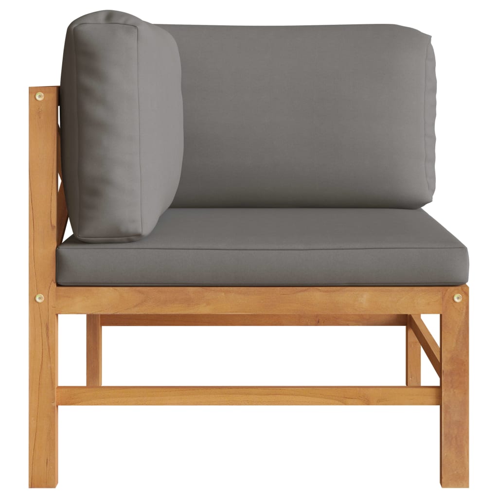 vidaXL Ecksofa mit Dunkelgrauen Kissen Teak Massivholz
