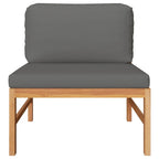vidaXL Mittelsofa mit Dunkelgrauen Kissen Massivholz Teak