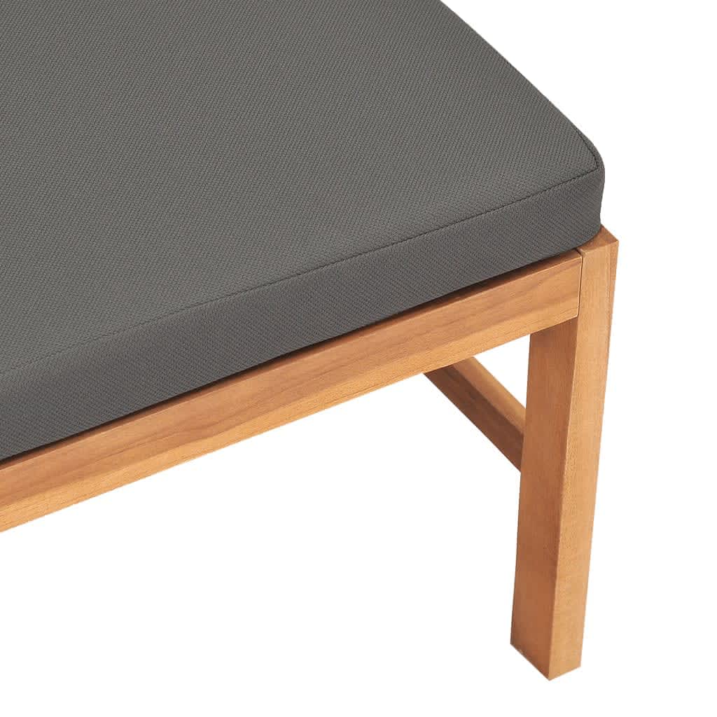vidaXL Mittelsofa mit Dunkelgrauen Kissen Massivholz Teak