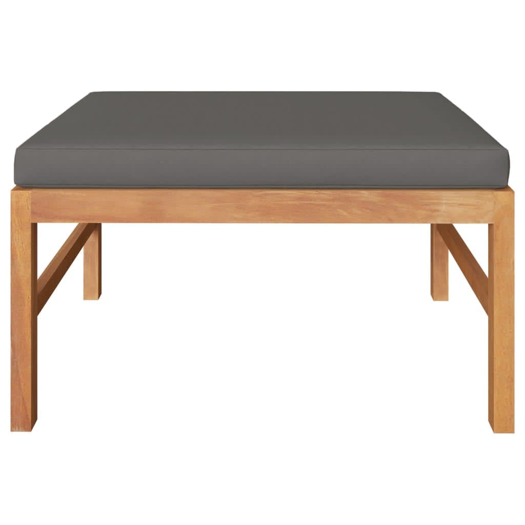 vidaXL Fußhocker mit Dunkelgrauer Auflage Massivholz Teak