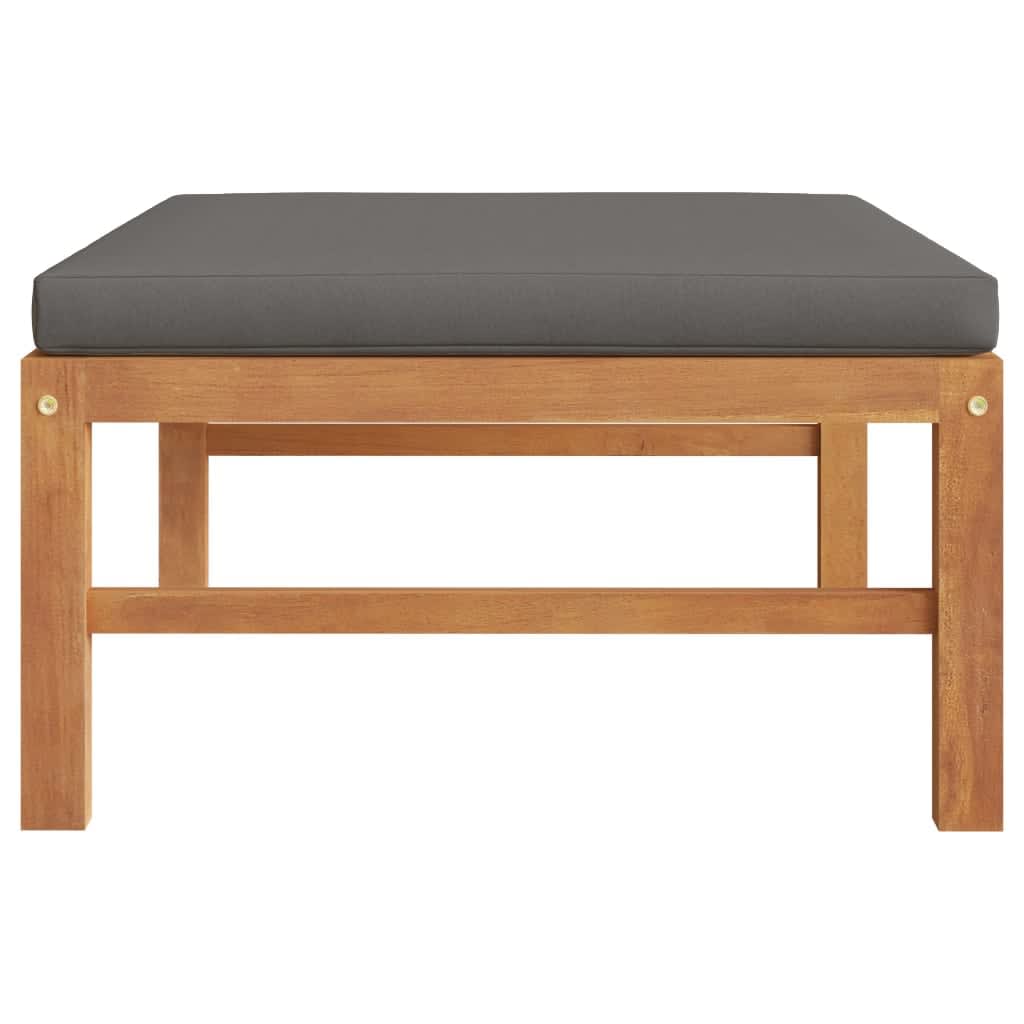 vidaXL Fußhocker mit Dunkelgrauer Auflage Massivholz Teak