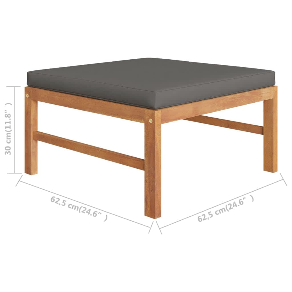 vidaXL Fußhocker mit Dunkelgrauer Auflage Massivholz Teak