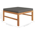 vidaXL Fußhocker mit Dunkelgrauer Auflage Massivholz Teak