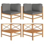 vidaXL Ecksofa 2 Stk. mit Dunkelgrauen Kissen Massivholz Teak