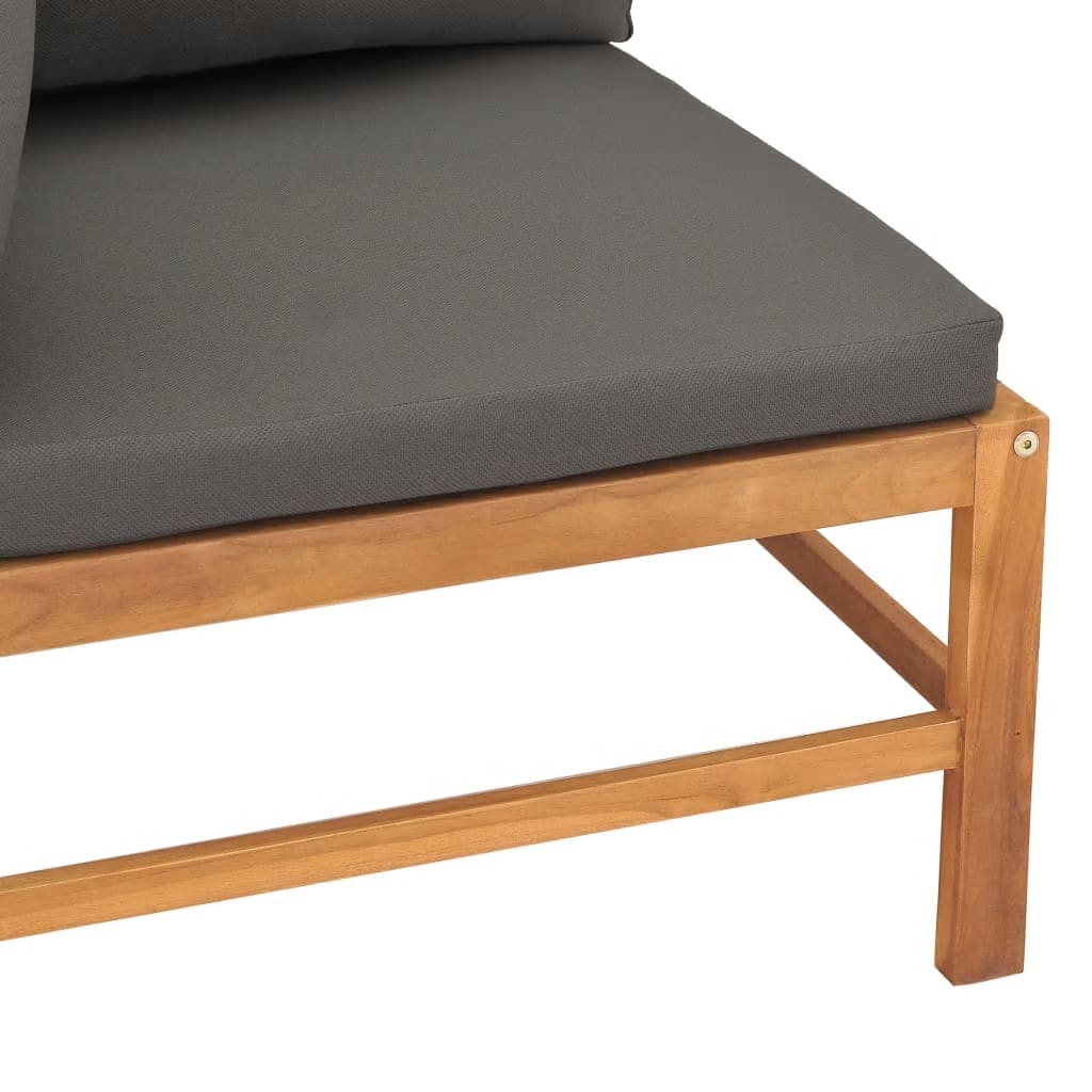 vidaXL Ecksofa 2 Stk. mit Dunkelgrauen Kissen Massivholz Teak