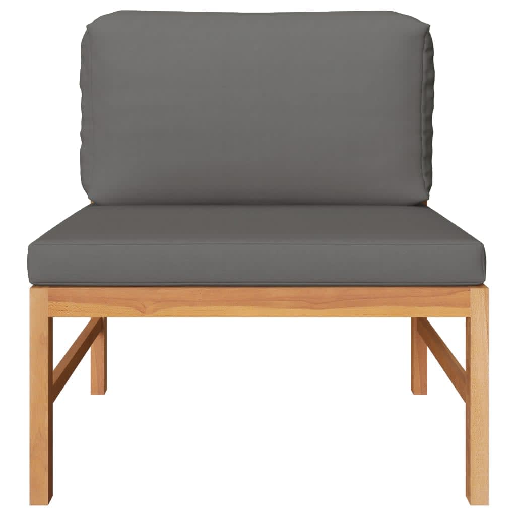 vidaXL 3-tlg. Garten-Lounge-Set mit Dunkelgrauen Kissen Teakholz